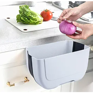 Hanging Folding Mini Trash Can for Kitchen Cabinet Door, Small Collapsible Garbage Bin Under Sink,Wall Mounted Folding Waste Bin Mini Garbage Container for Cabinet/Bedroom/Bathroom (3L) (Black)