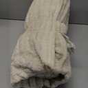 decorUhome Christmas Soft Fleece Cream White Throw Blanket for Couch, Cozy Fluffy Plush Flannel Striped Blanket for Sofa Bed, Lightweight Decorative Ribbed Fuzzy Blanket for Woman, 50x60 Inches