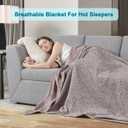 KAWAHOME Summer Sweatshirt Blanket Queen Size for Bed-Lightweight Breathable Blankets, Soft Thin Knit Jersey Blanket for Hot Sleepers, 90 X 90 Inches, Heather Brown