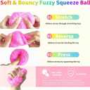 2 x Fuzzy Squeeze Ball, Soft Plush Squeeze Toy, Stretchy Sensory Stress Ball for Kids and Adults, Fun Desk Toy for Home School Office (Pink)