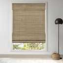 LazBlinds Cordless Bamboo Roman Shades, Privacy Blinds for Interior Windows, Room Darkening Roll Up Bamboo Blinds for Home & Patio, 34" W x 64" H, BDP-Driftwood