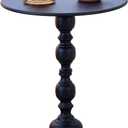Elegant Vintage Round Side Table with Roman Columns - Sturdy Metal Design, Perfect as a Coffee, End, Tea, or Leisure Table for Living Room and Bedroom Decor, (Black 1 Pack)