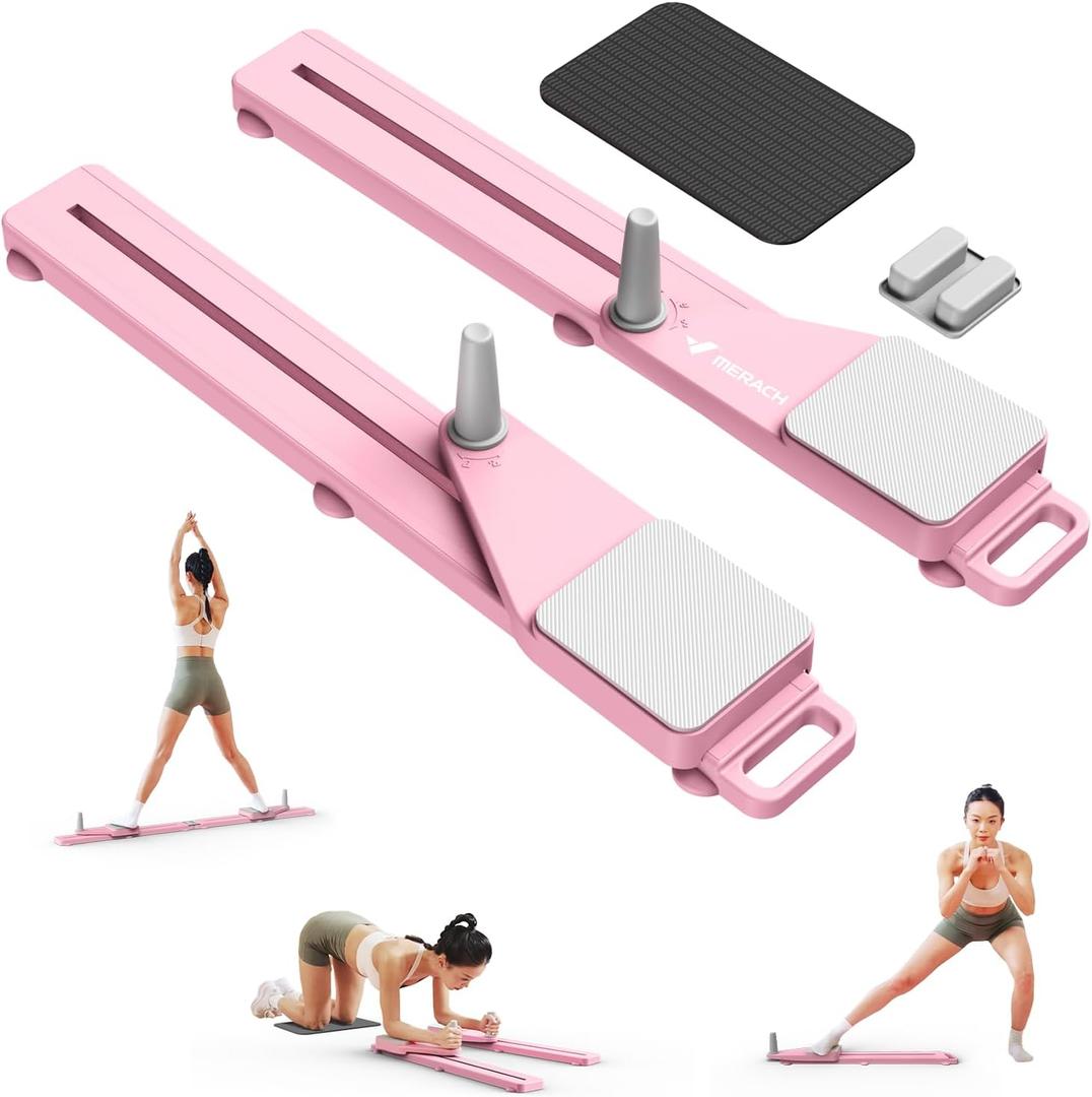 MERACH Pilates Board, Multifunctional Abdominal Plate, Detachable Ab Trainer Machine with Anti-Slip Design, Portable Pilates Reformer for Core Workouts, Home Gym Equipment for Women (Pink)
