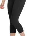 BALEAF Women's High Waisted Yoga Capris Leggings w Side Pockets Workout Cropped Leggings Running Capris Pants Black S