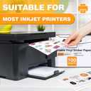 100 PCS Sticker Paper for Inkjet Printer, Printable Vinyl Sticker Paper Dries Quickly Vivid Colors, 8.5"x11" Tear Resistant Printable Vinyl, Glossy White, Inkjet & Laser Printer