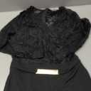 CHICME Womens Dressy Lace Jumpsuit Casual Fall Long Sleeve V-Neck Straight Leg Overalls (Medium, Black)