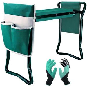 Garden Kneeler and Seat,with 2 Tool Bags Pouches and Claw Gloves,Portable Lightweight Bench Thicken EVA Foam Pad Sturdy Steel Pipe Practical Garden Tools(Green) (Green 1 Pc)
