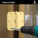 Door Hinges Satin Brass -18 Pack Gold Door Hinges 3.5 Inch Rounded Interior Door Hinge with 5/8" Radius - 3 1/2 Inches Flat Iron Brass Hinges for Residential Standard Doors