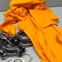 ZeroShop Halloween Costume for Men Prisoner Jumpsuit Jail Convict Jailbird Orange Outfit and Accessories (Large)