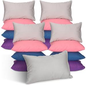 Kigley 16 Pcs Mini Pillow 14" x 9" Small Pillows for Sleeping Daycare Travel Nap Time Neck Lumbar(Dark Colors)