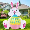 3.6FT Easter Inflatables Bunny with Egg - Brighter LED Lights, Quick Inflation Outdoor Yard Decoration, Holiday Inflatable for Patio Garden Lawn, Cute Ear Bunny Rabbit Gifts