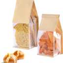 50 Pack Cookie Bags Packaging, DAJLFA Small Bakery Bags with Window, Tin Tie Tab Lock, Great for Muffin, Homemade Granola, Popcorn, Candies (3.9 * 3 * 9.2 Inches)