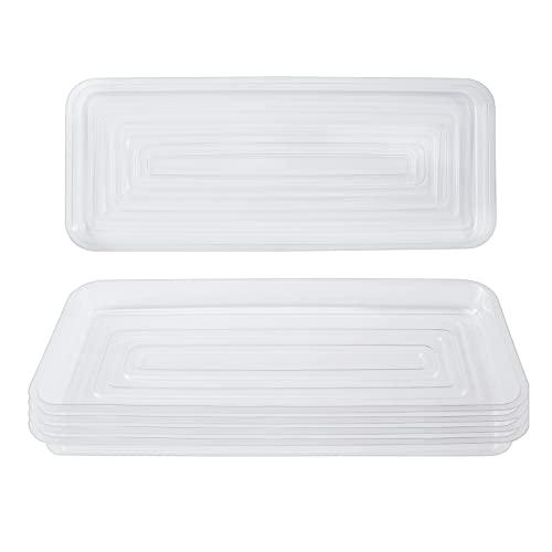 Idyllize Rectangular 4 Pieces of 15 by 6 Inch Clear Thick Plastic Heavy Duty Sturdy Plant Saucer Drip Trays for pots, Window Sills and Window Shelf (15"x6")