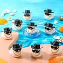 Sotiff 48 Sets Rubber Duck Squeaky Duck Party Duckies Car Dashboard Decorations with Mini Necklace Hat and Sunglasses for Shower Birthday Swimming Party(White)