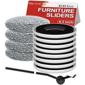 New Upgrade Furniture Sliders, Multi-Surface 3-in-1 Furniture Movers Sliders, Round Moving Pads with 8PCS 4.3" Carpet Sliders+4PCS Hard Floor Socks+1 Lifter, Protect Floor and Easily Move Furniture