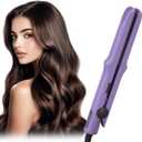 2026 New Upgraded Mini Dual Purpose Curling Iron - 2-in-1 Mini Curling Wand & Flat Iron Hair Straightener, Portable Travel for All Hair Types (Purple)