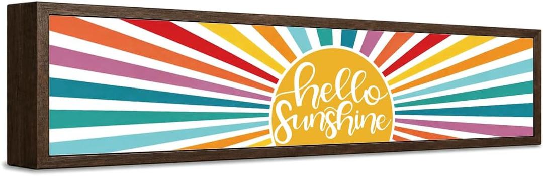 Summer Decor, Hello Sunshine Sign, Front Door Decor, Summer Wood Decors for Home, Office, Garden, Bedroom, Housewarming Gift, Sunshine Gifts, Rustic Farmhouse Decors, 14.9x3.3 inches