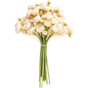 Ling's moment Ranunculus Artificial Flower, Faux Silk Mini Ranunculus Flowers for DIY Bouquet, Bulk Fake Wedding Filler Flowers for Centerpieces Arrangements Bridal Shower Decorations, Cream