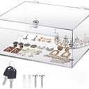 Wonderjune Clear Acrylic Locking Display Case with Keys Large Medication Lock Box Snack Fridge Lock Acrylic Figure Display Case Storage Box for Collectibles Figures Jewelry Toy(12.2" X 5.75" X 4.6")