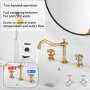 8 inch 2 Handles 3 Holes Widespread Bathroom Sink Faucet Antique Brass Bathroom Vanity Faucet Basin Mixer Tap Faucet Matching Metal Pop Up Drain with Overflow