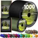 TECEUM 5/32" Paracord Rope 1000 1000ft / 200ft / 100ft / 50ft Tactical Parachute Cord 4mm 45+ Colors Nylon String for Survival & Camping Gear Stripe Cord for Survival Utility Rope