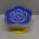 S&Q's CERAMICS Raised Slow Feeder Cat Bowl, Ceramic Elevated and Titled Pet Food Bowl, Small Dogs Slow Feeder, Flower Shaped Dish for Dry and Wet Food (Blue, 5.8")