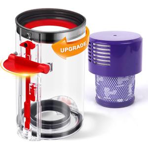 Upgraded Dust Bin Compatible with Dyson V10 Vacuum Cleaner Canister, Large Bin Replacement Compatible with Dyson V10 Bin Part No. 969509-01