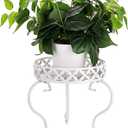 OwnMy Metal Round Plant Stand Rustproof Iron Flower Pot Holder, Indoor Outdoor Plant Stand Heavy Duty for Home, Garden, Patio, Modern Plant Stands Display Potted Rack (White)