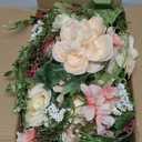 DearHouse 2Pcs Artificial Peony Flower Garland - Silk Peony Garland with Pink and White Flowers for Wedding Party Table Decoration,6ft/Strand (Champagne)