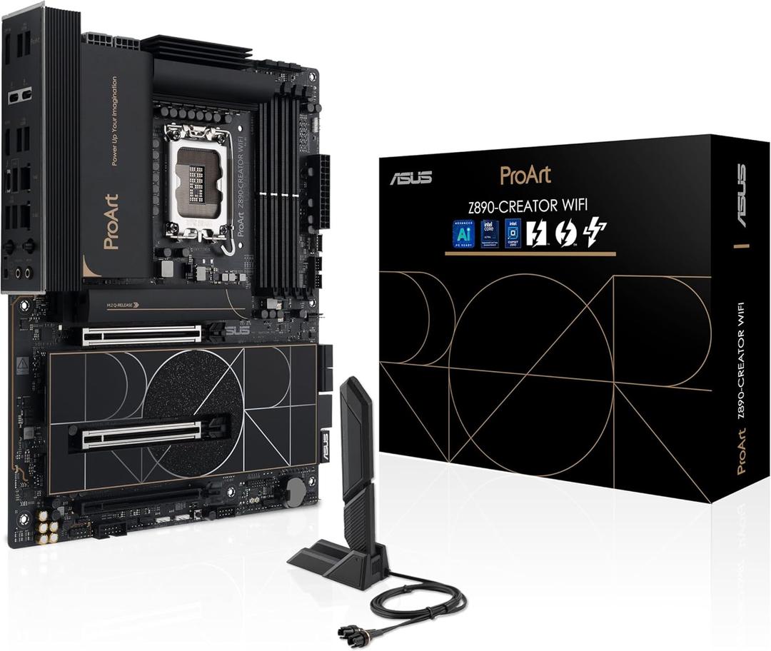 ASUS ProArt Z890-CREATOR WIFI Z890 LGA 1851 ATX Motherboard, Intel Core Ultra Processor Series 2 Ready, 16+2+1+2 stages, PCIe 5.0, DDR5, Thunderbolt 5 Type-C, 10+2.5 Gb LAN, WiFi 7, 5x M.2, AI OC