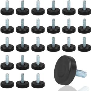 1/4" Thread Furniture Feet Levelers, 24 PCS Adjustable Furniture Feet Threaded Screw in, Leveling Feet Screw On Furniture Glide Leveling for Table, Cabinets, Chairs, Stool Legs