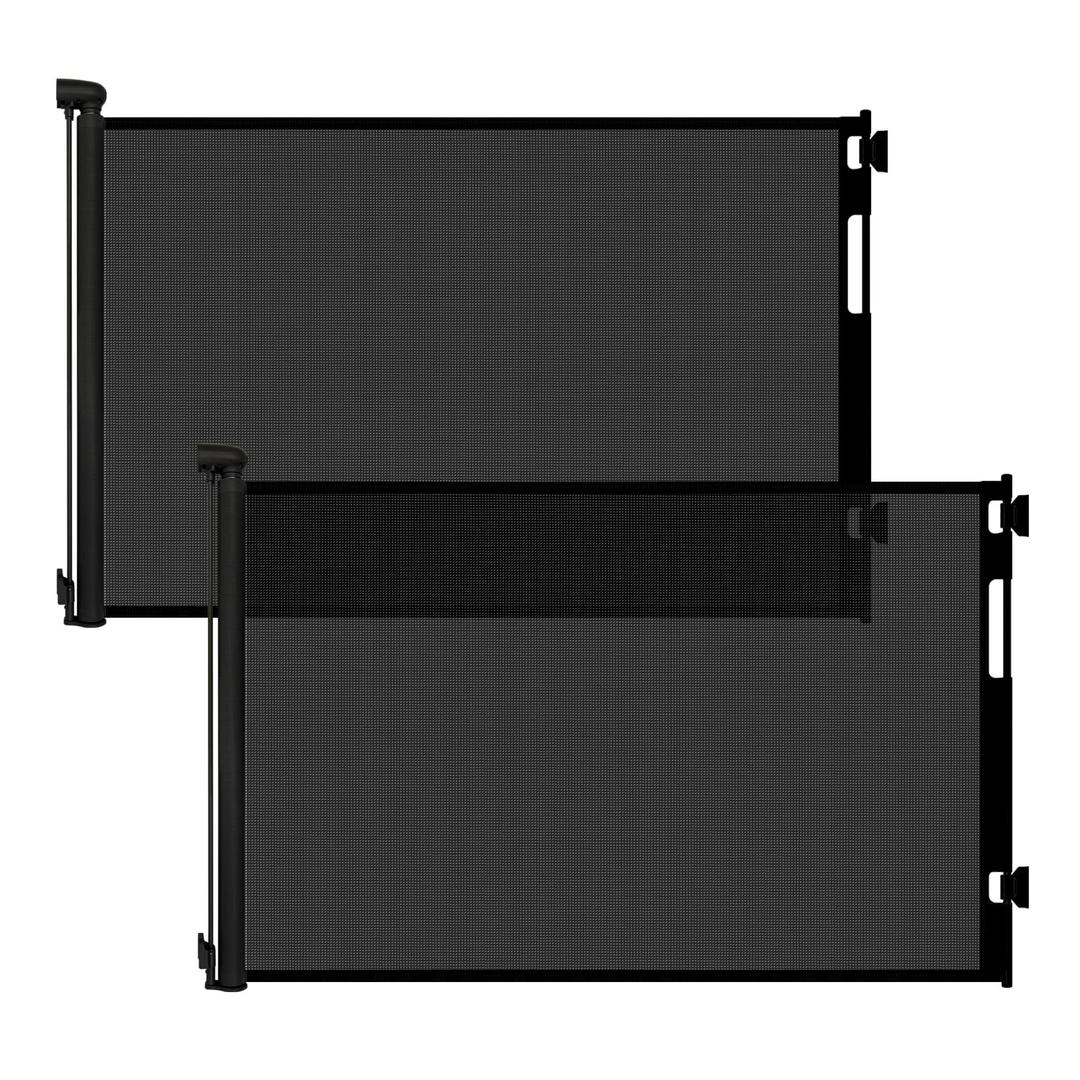 (2 Pack) Retractable Baby Gate for Stairs and Doorways, 55" Wide x 33" Tall Mesh Dog Gate for Indoor & Outdoor Use, Safety Gate for Babies and Pets, Child Gates for Hallways, Hardware Mounted, Black