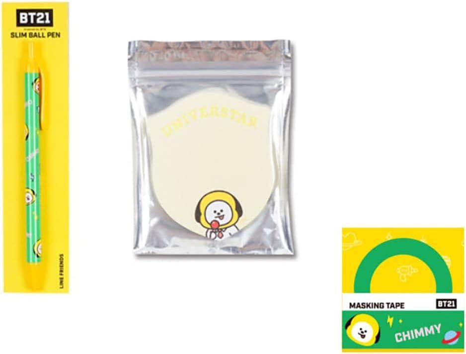 BT21 Official Merchandise School Supplies One Sticky Note + One Gel Pen + One Masking Tape-Proof Butter Permission to Dance(Chimmy)