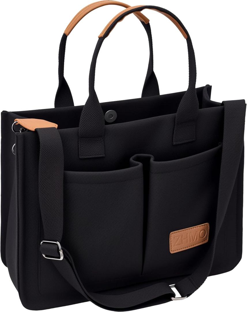 Tote Bag for Women With Compartments, Large Canvas Tote Women's Purse Crossbody Bags Work Laptop Book Bag Satchels Handbags