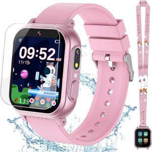 Kids Waterproof Smart Watch Girls Toys Age 6-8, Kids Watch with 32 Games Dual Camera HD TouchScreen Music Habit Tracking Alarm Pedometer Christmas Birthday Gifts Ideas for Girls 3-12 Year Old (Pink)