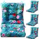 Hoteam 4 Set Outdoor Patio Chair Cushions 20 x 42 in Deep Seat Waterproof Patio Cushions Set for Furniture Replacement Removable Seat and Back (Palm), 41.7 x 19.7 x 3.9 Inches
