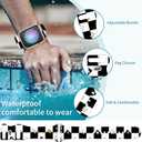 Band Compatible with iWatch Band 38/40/41mm for Women Men Sport Replacement Smartwatch Wrist Strap for iWatch Ultra2/1 SE Series 10 9 8 7 6 5 4 3 2 1 - Black White Checkered Cat