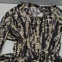 Floerns Women's Graphic Print Lantern Sleeve Button Shirt Dress Ruffle Hem Short Dress (Medium, Black Multi)