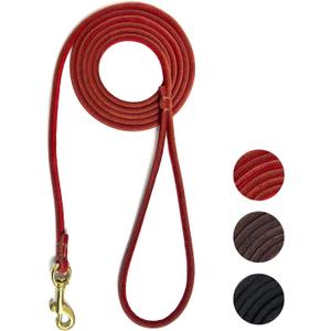 Guiding Star Leather Dog Leash 6 ft x 1/4 inch,Thin and Lightweight Leather Leashes for Small Dogs,Leather Cat Leashes for Small Cats,Soft Genuine Leather Dog Training Leashes for Petite Dogs Red