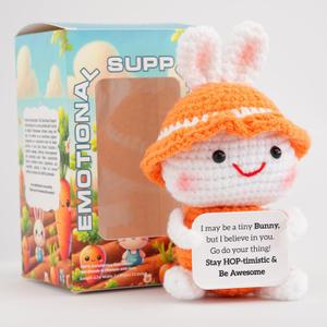 2 x Lenoka Crochet/Cute Emotional Support Bunny Handmade Gift/Perfect Emotional Support Gifts for Women; A Funny, Cheap, and Unique Surprise Gifts (Orange Bunny)