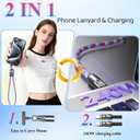 2 x C to C 240W Charging Cable with Wearable Bracelet Design,5A Fast Charging Phone Lanyard,Portable USB-C Charging Cable Phone Lanyard,Travel Essentials for Smartphones,Tablets,Laptops (Black)