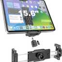 iPad Tripod Holder Mount Adapter for 5.5-15.6" Tablet Phone with 1/4" Screw Thread & Ball Head, 17mm Ball Head Connector Tablet Clamp Mount fits iPad Pro 12.9, Air Mini, Galaxy Tab, iPhone