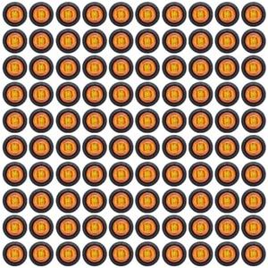 TMH (Pack of 100 3/4 Inch Mount Amber LED Clearance Button Marker lights Side LED marker lights for trailer Truck RV Car Bus Van 12V DC