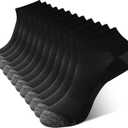 BAMBOO COOL Men's Ankle Socks Athletic Low Cut Cushioned Moisture Wicking, Running Socks Arch Support Breathable, 6 Pack (Black, L)
