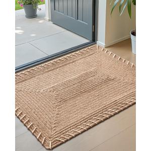 Color&Geometry Handwoven Jute Entry Rug - Natural Textured Front Door Mat 24"x36", Non-Slip Durable & Eco-Friendly Doormat for High-Traffic Entrance, Rustic Farmhouse Welcome Mat, Jute Sand