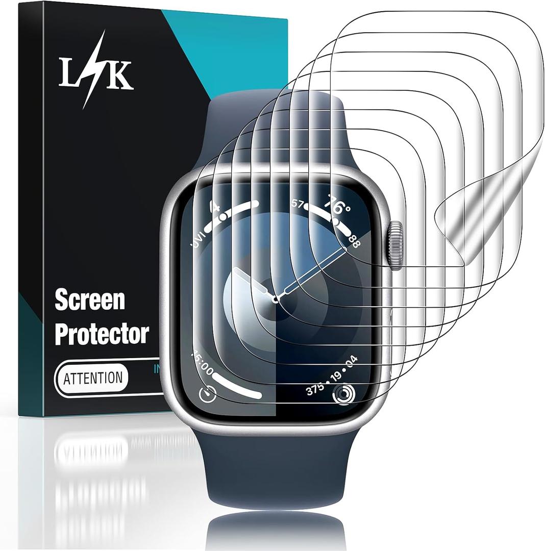 L K [8 pack] LϟK Designed for Apple Watch Series 9/8/7 Screen Protector 45mm- [Anti-Scratch+Self-Healing+Ultra-Thin+ 0 Bubble] HD TPU Flexible Film for iWatch S9 45mm 2023