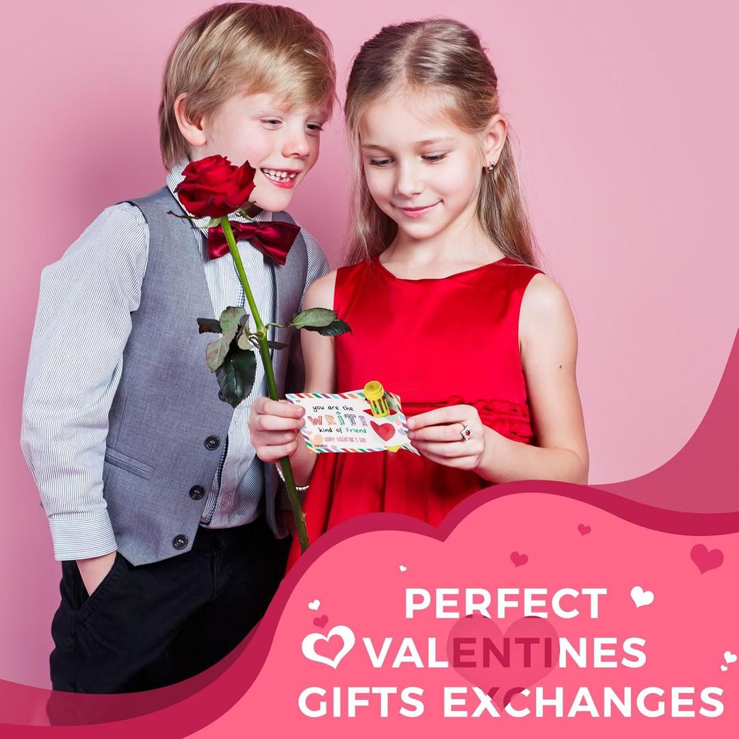 25 Sets Valentine Ballpoint Pens Bulk Student Gifts from Teache 6 in 1 Multicolor Ballpoint Pens Valentine Cards Classro
