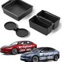BMZX Center Console Organizer for New Tesla Model Y Juniper (2025-2026) & Model 3 Highland (2024-2025), Organizer and Cup Holder 3PCS for Model Y Model 3 Accessories