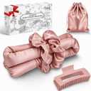 EnteromMuse Heatless Curls Overnight Satin Curling Set No Heat Hair Curler for Long & Short Hair, Heatless Curling Rod&Rollers for Soft Bouncy Curls Complete Kit with Storage Bag(Pink, Original)