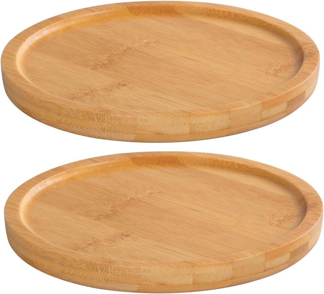 Bamboo Plant Saucer, Durable Plant Tray for Indoors and Suitable for 6-7 Inch Plant Pots, Set of 2